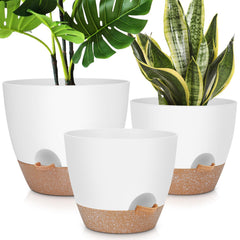 YNNICO 12-inch large self watering plant pot front view in white
