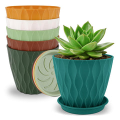 YNNICO 4 inch plant pot multicolor front view with drainage holes