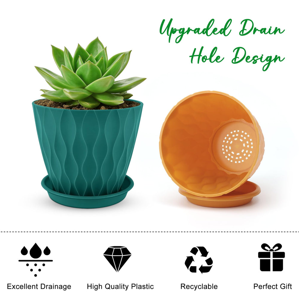 YNNICO 4 inch plant pot with movable tray and saucer