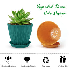 YNNICO 4 inch plant pot with movable tray and saucer