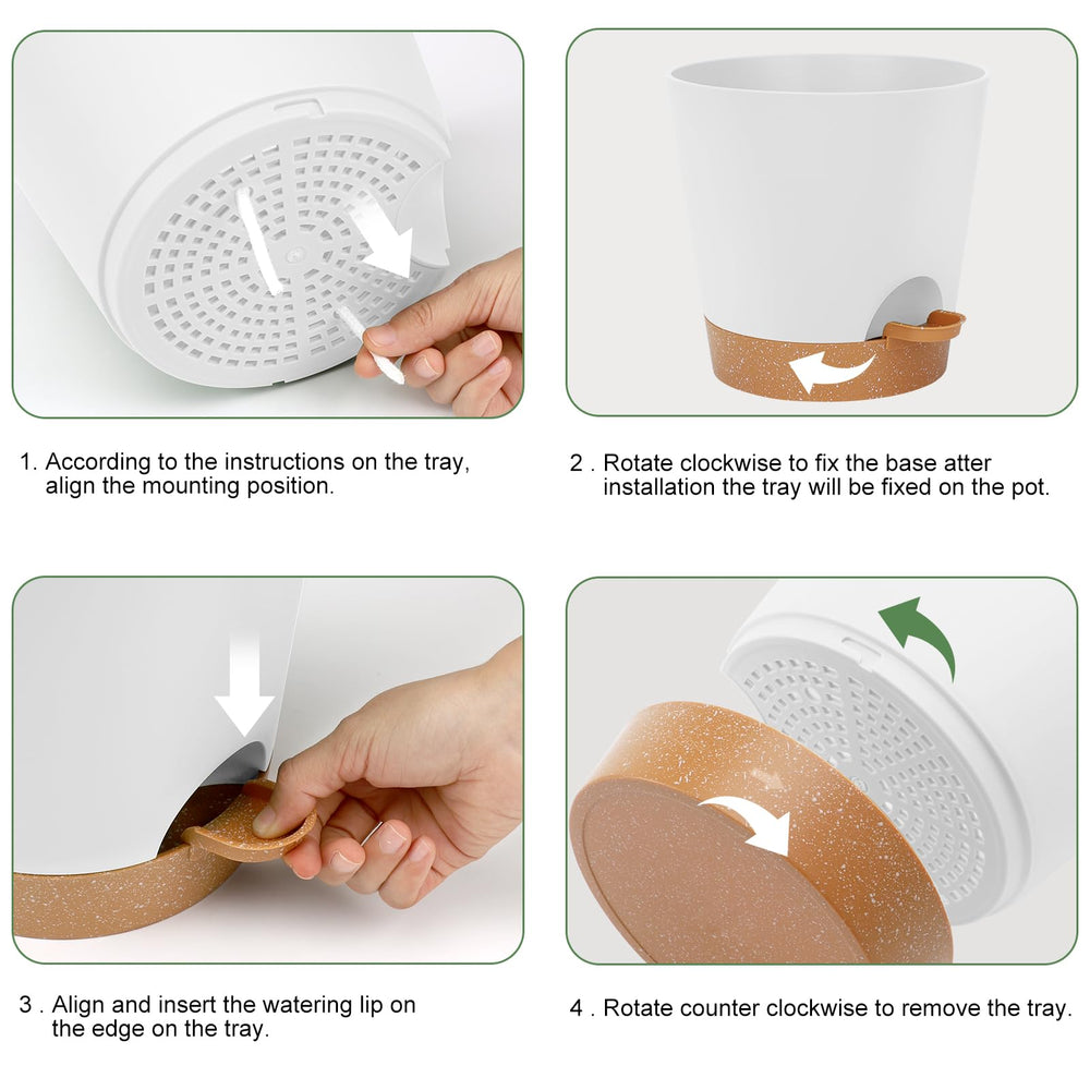 YNNICO 8-Inch planter with saucer and water reservoir