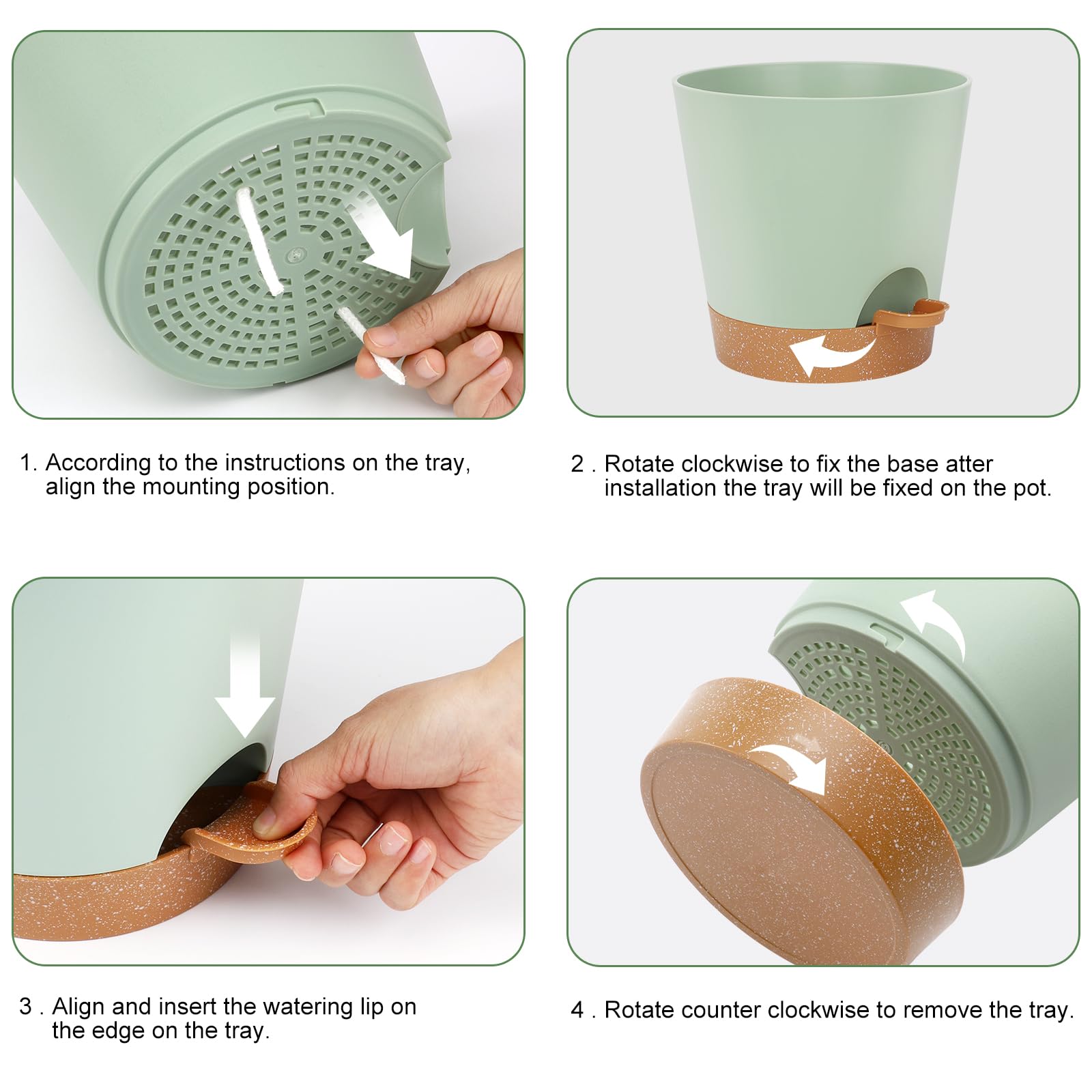 YNNICO 8-Inch self-watering planter with saucer