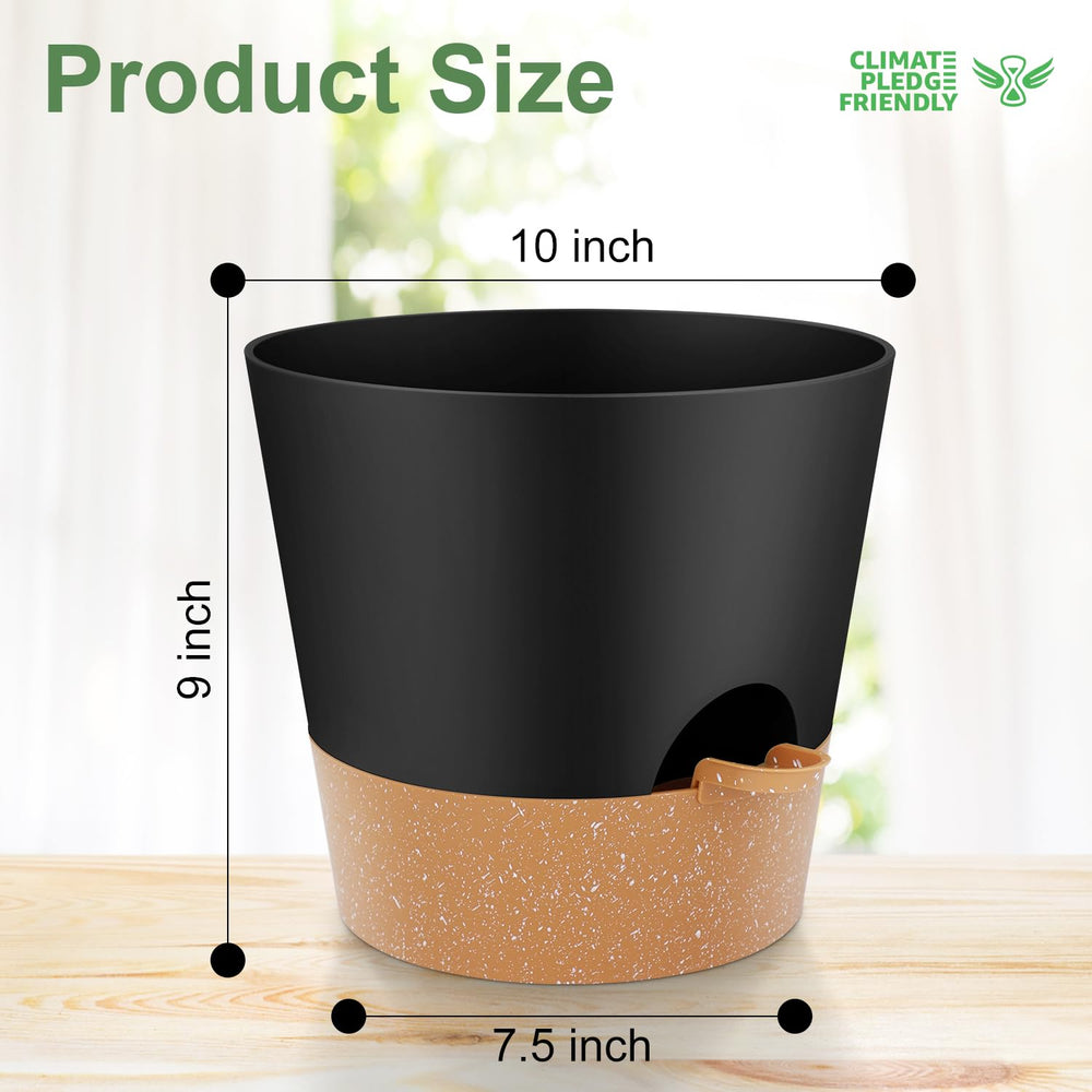 YNNICO Black Plant Pot with Herbs Inside