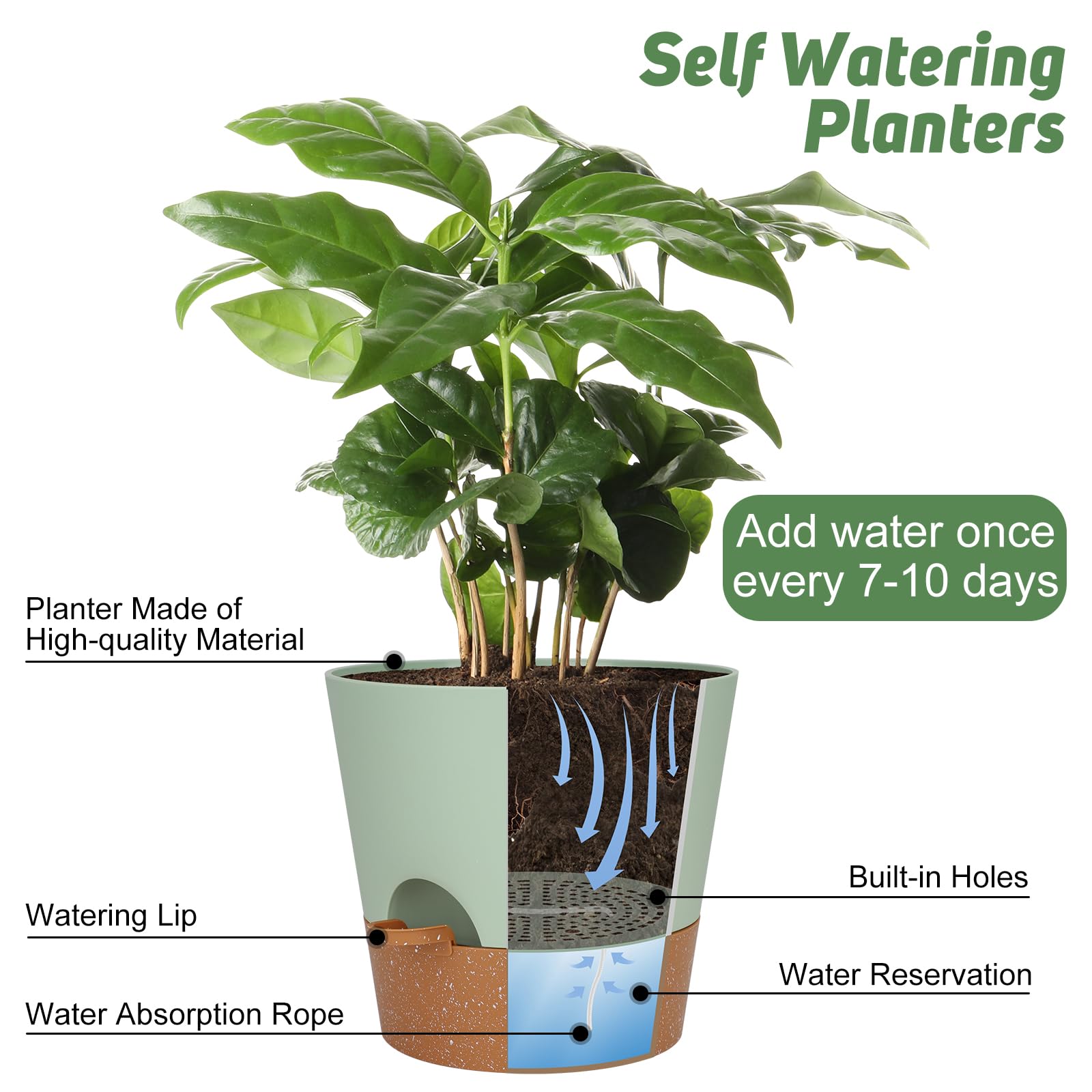 YNNICO green plant pot with modern design