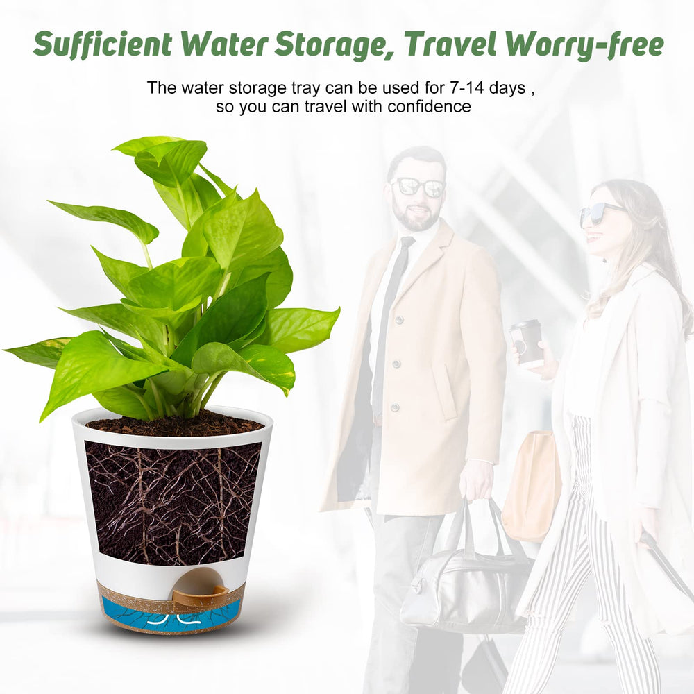 YNNICO Indoor Self Watering Planters 5 inch white pot in lifestyle setting