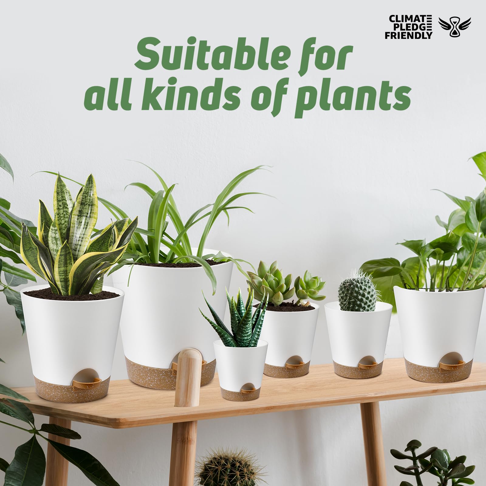 YNNICO Indoor Self Watering Planters complete set of 6 sizes