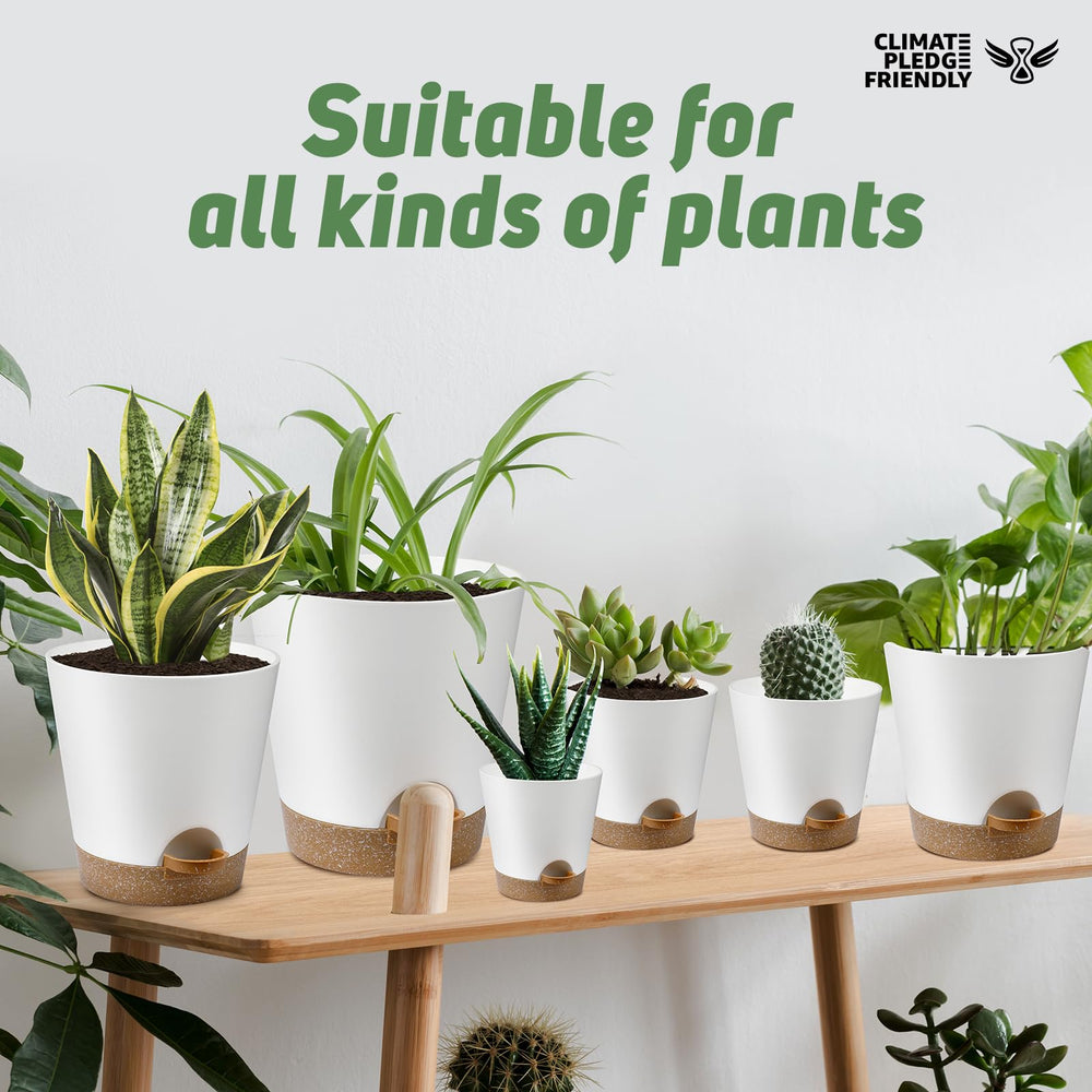 YNNICO Indoor Self Watering Planters complete set of 6 sizes