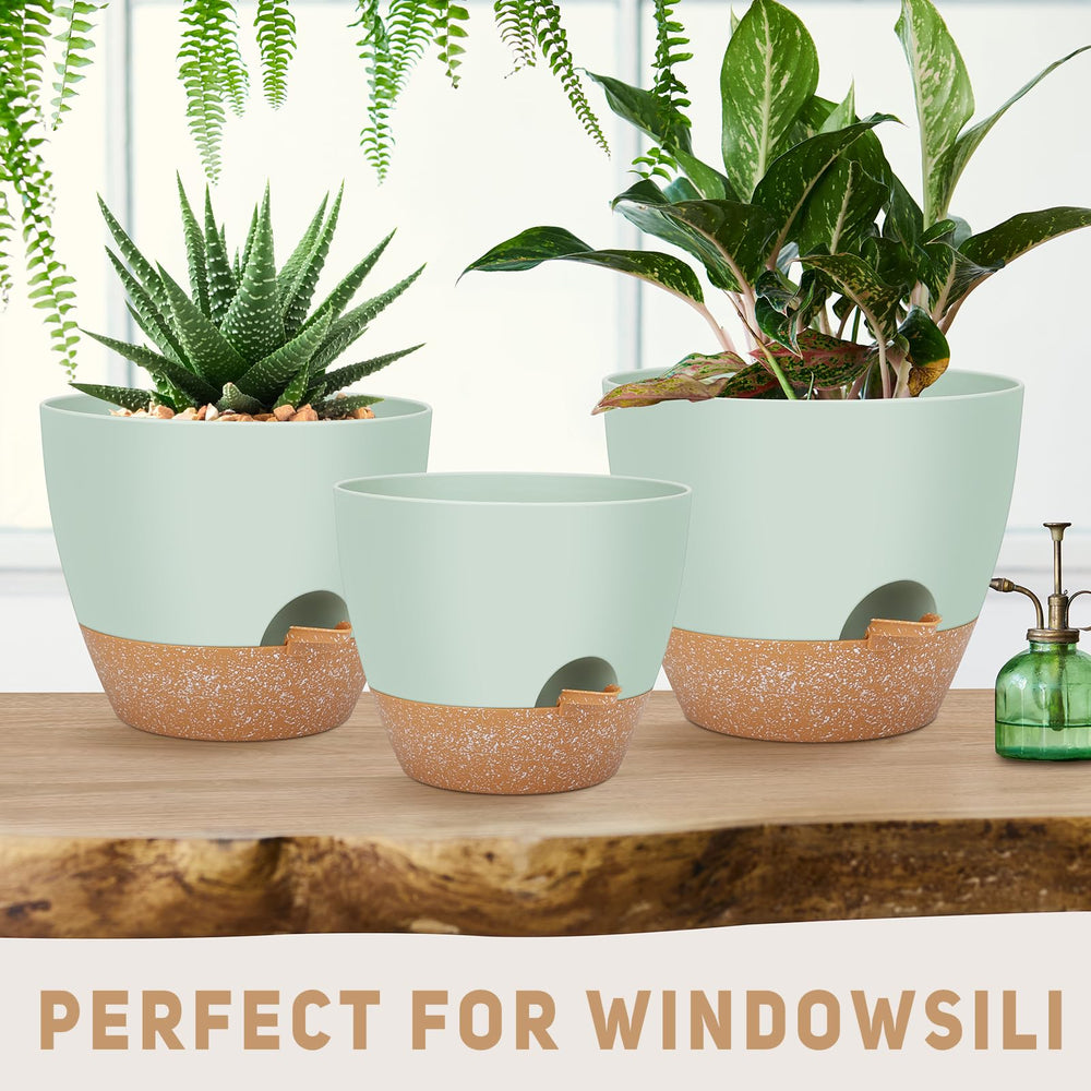 YNNICO large self watering pots with plants inside