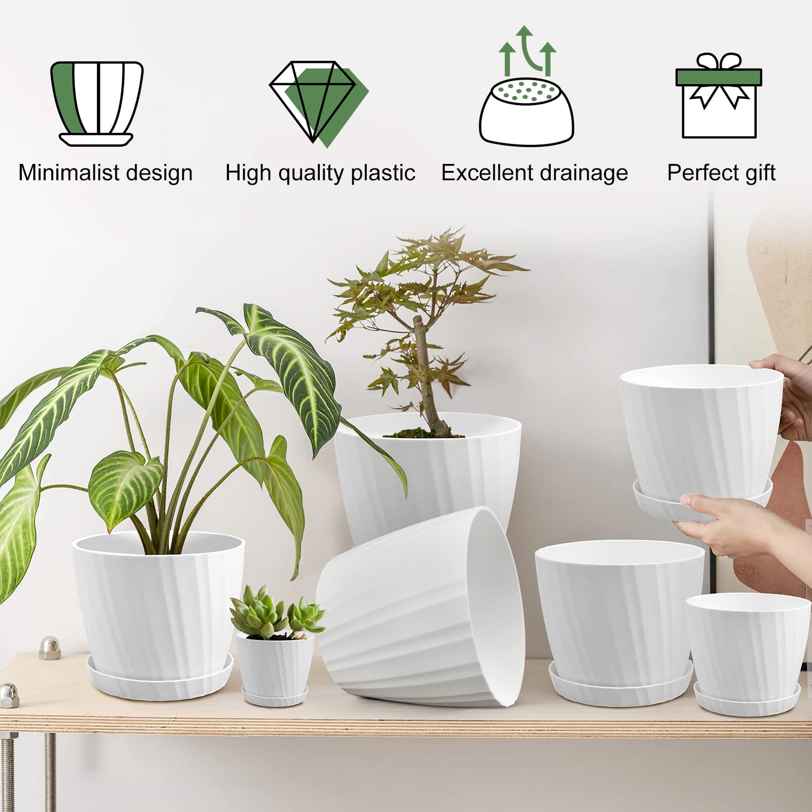 YNNICO plant pots on a modern office desk