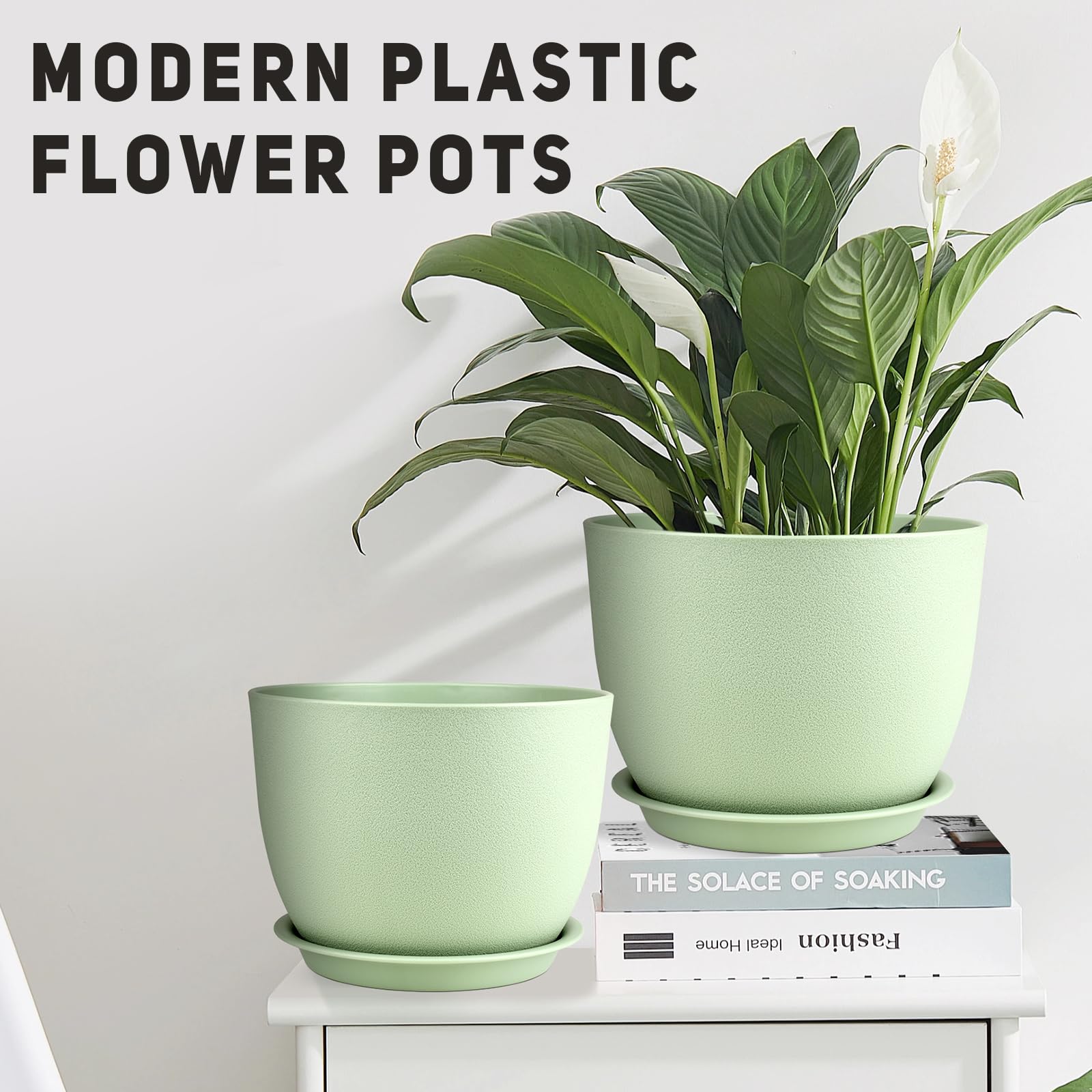 YNNICO pots placed on a windowsill with plants