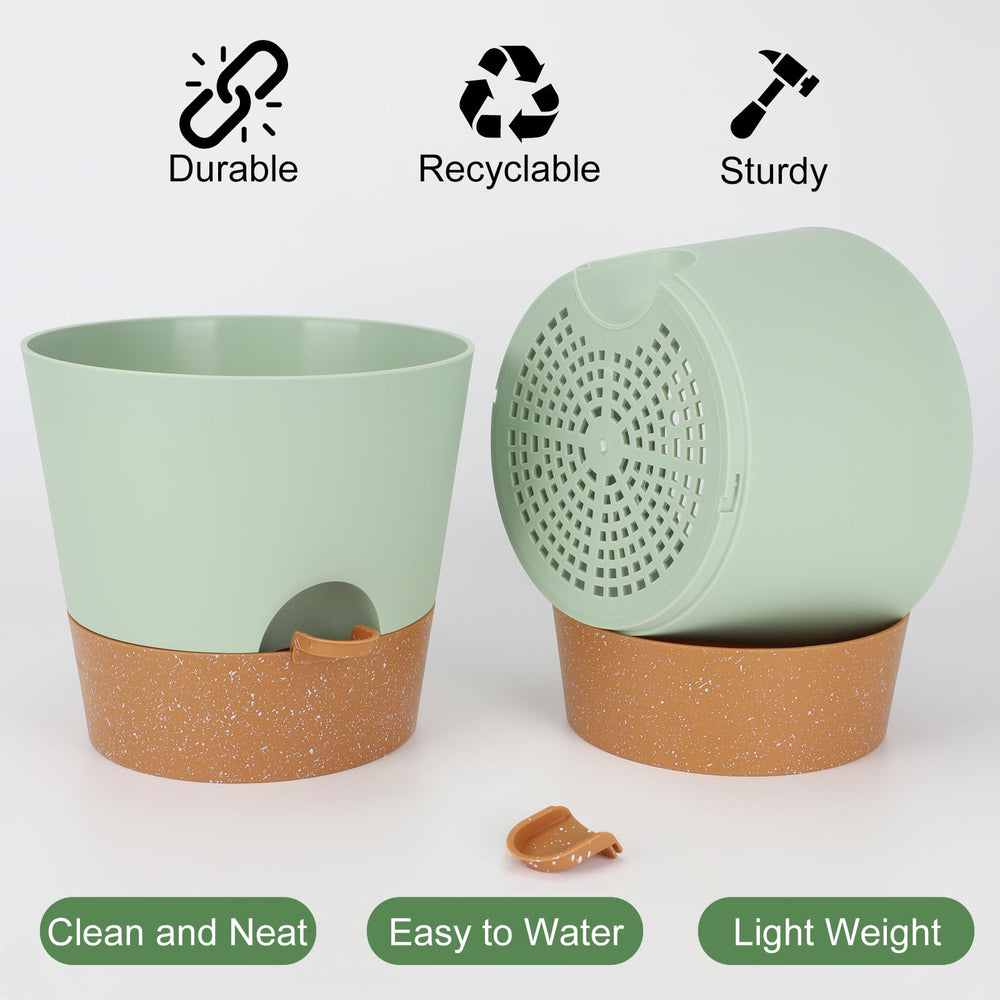 YNNICO self-watering plant pot with indoor plants