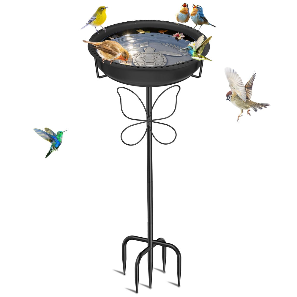 YOADEHOA 37In Bird Bath black model front view with removable bowl