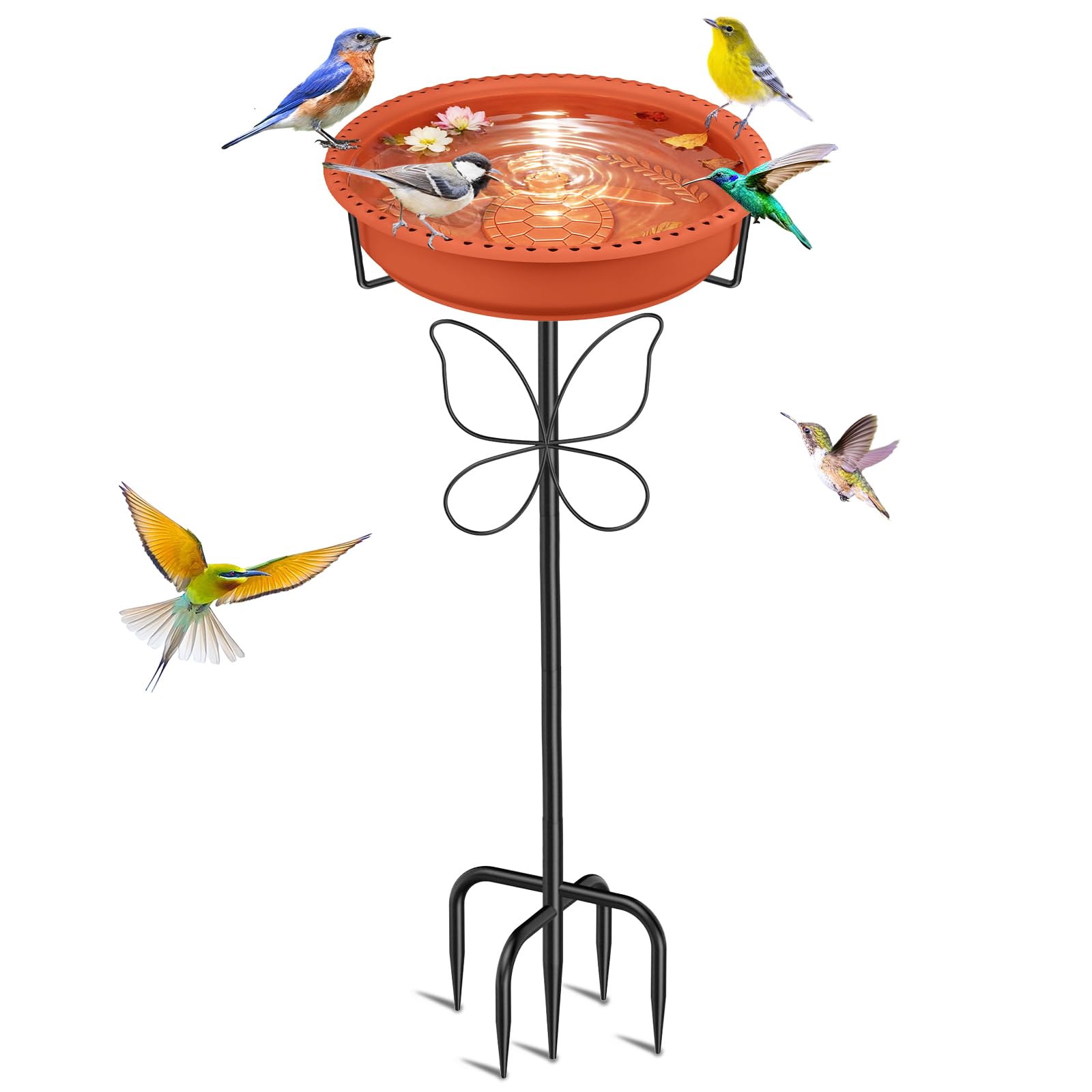YOADEHOA Bird Bath 37-inch brown model with removable bowl