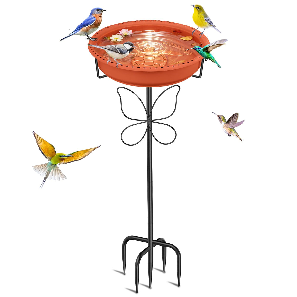 YOADEHOA Bird Bath 37-inch brown model with removable bowl