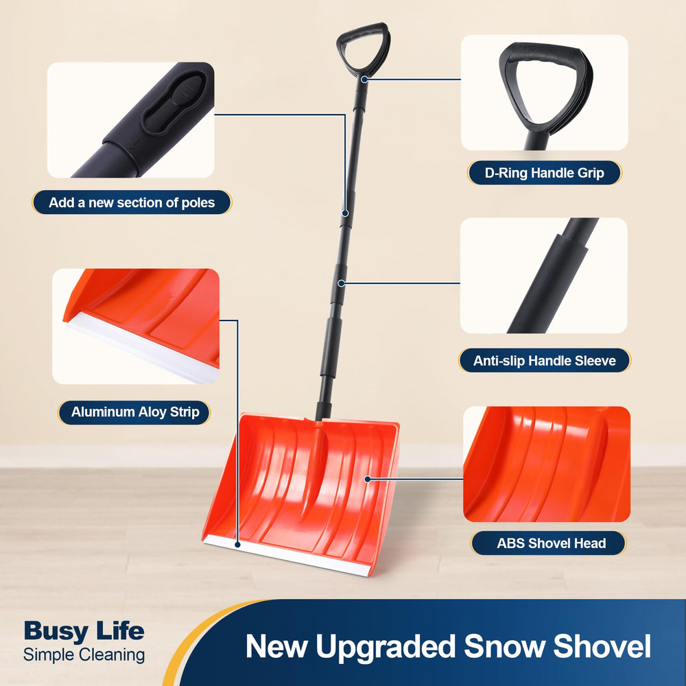 Yocada snow shovel with adjustable length from 48 to 55 inches