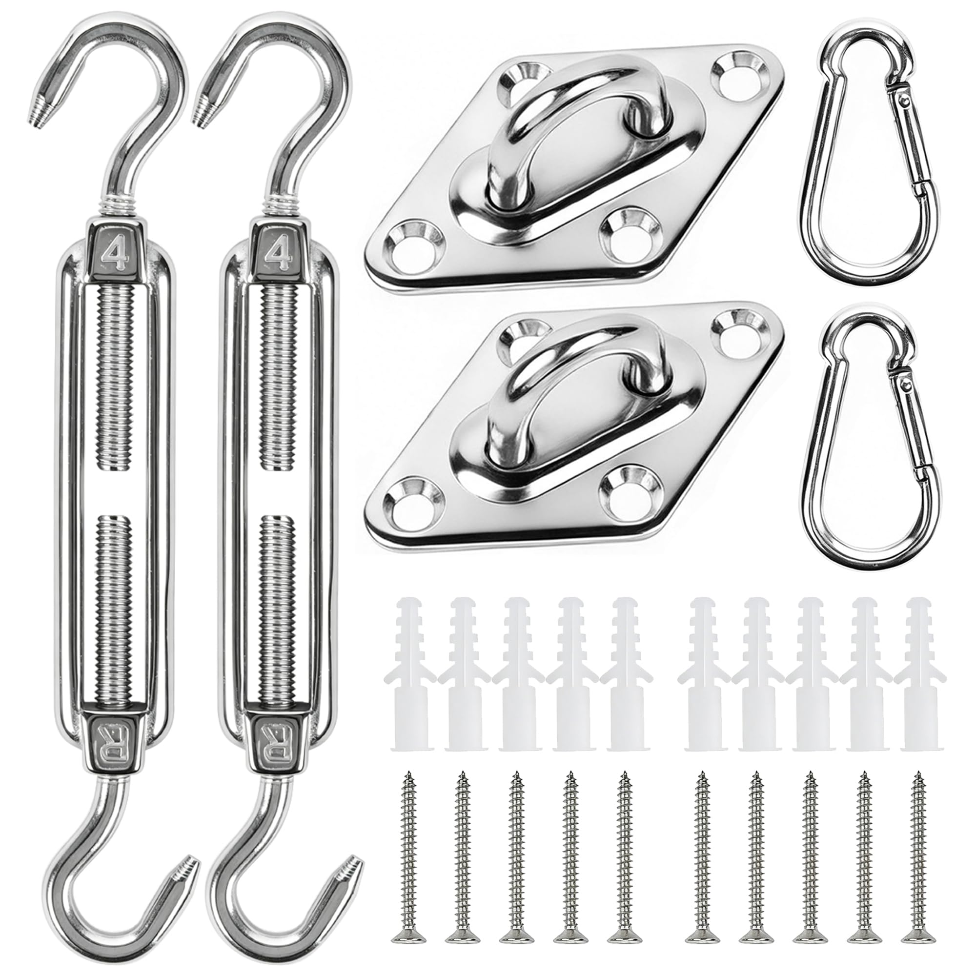 YOFIT Shade Sail Hardware Kit front view showing all components