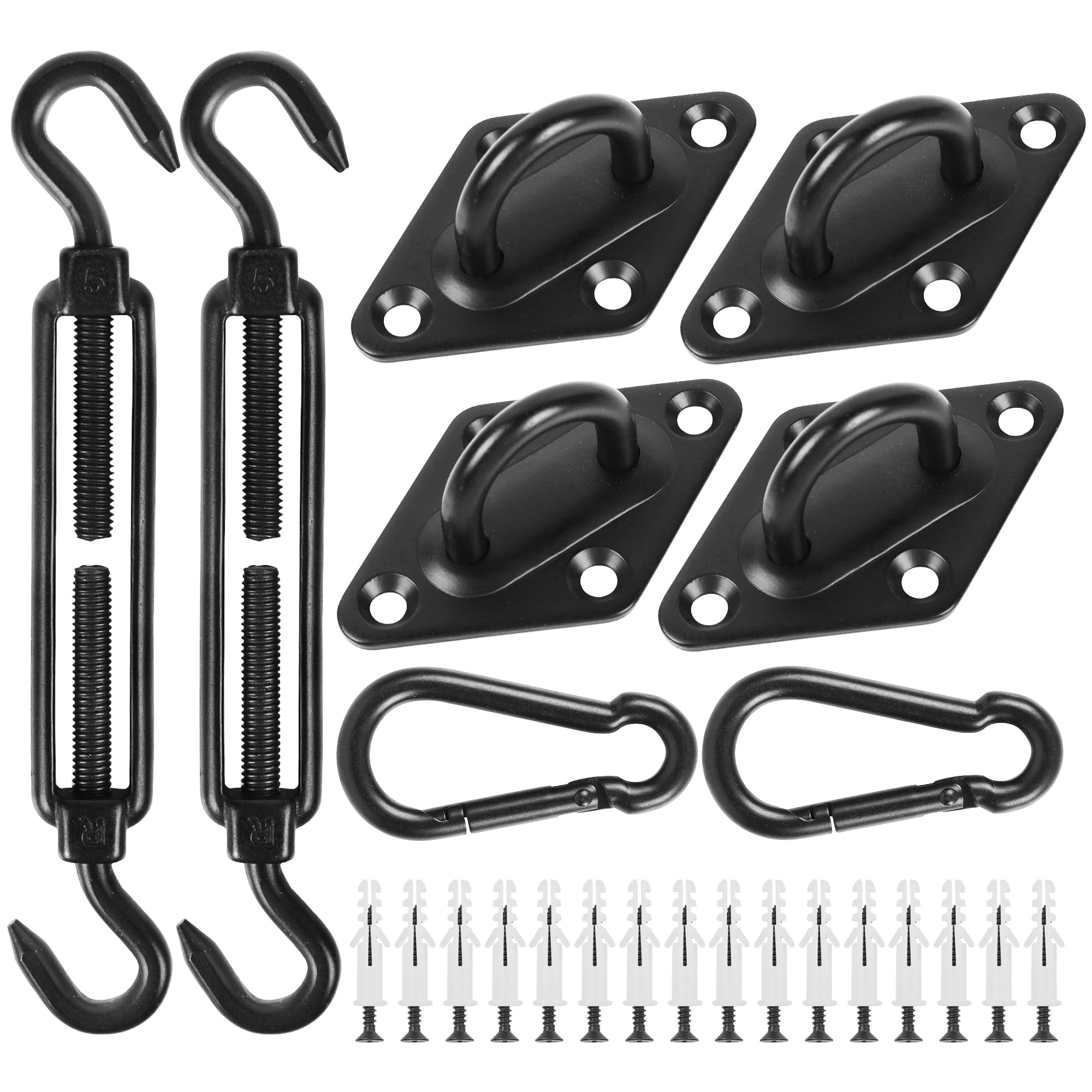 YOFIT Shade Sail Hardware Kit front view with all components