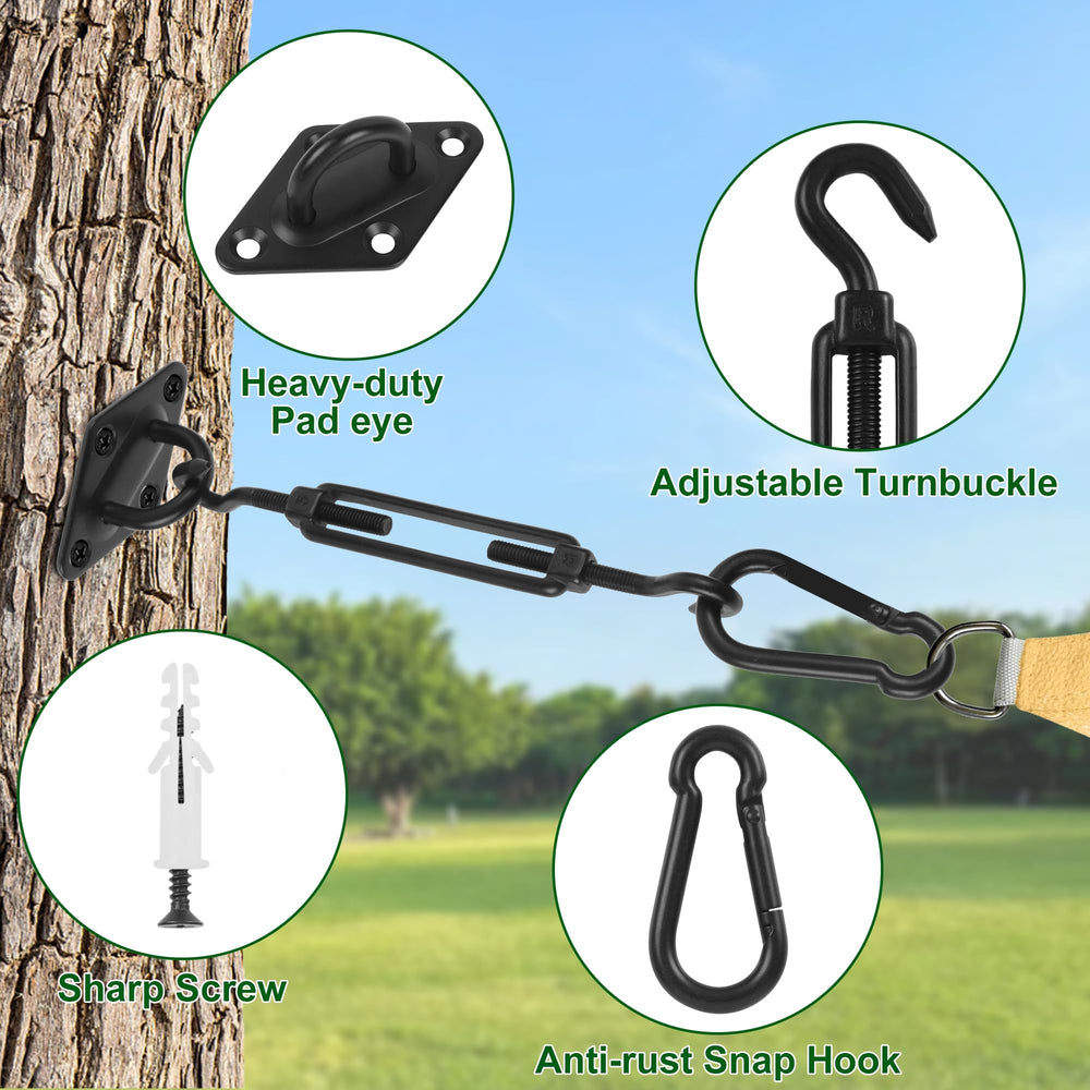 YOFIT Shade Sail Hardware Kit laid out on a surface