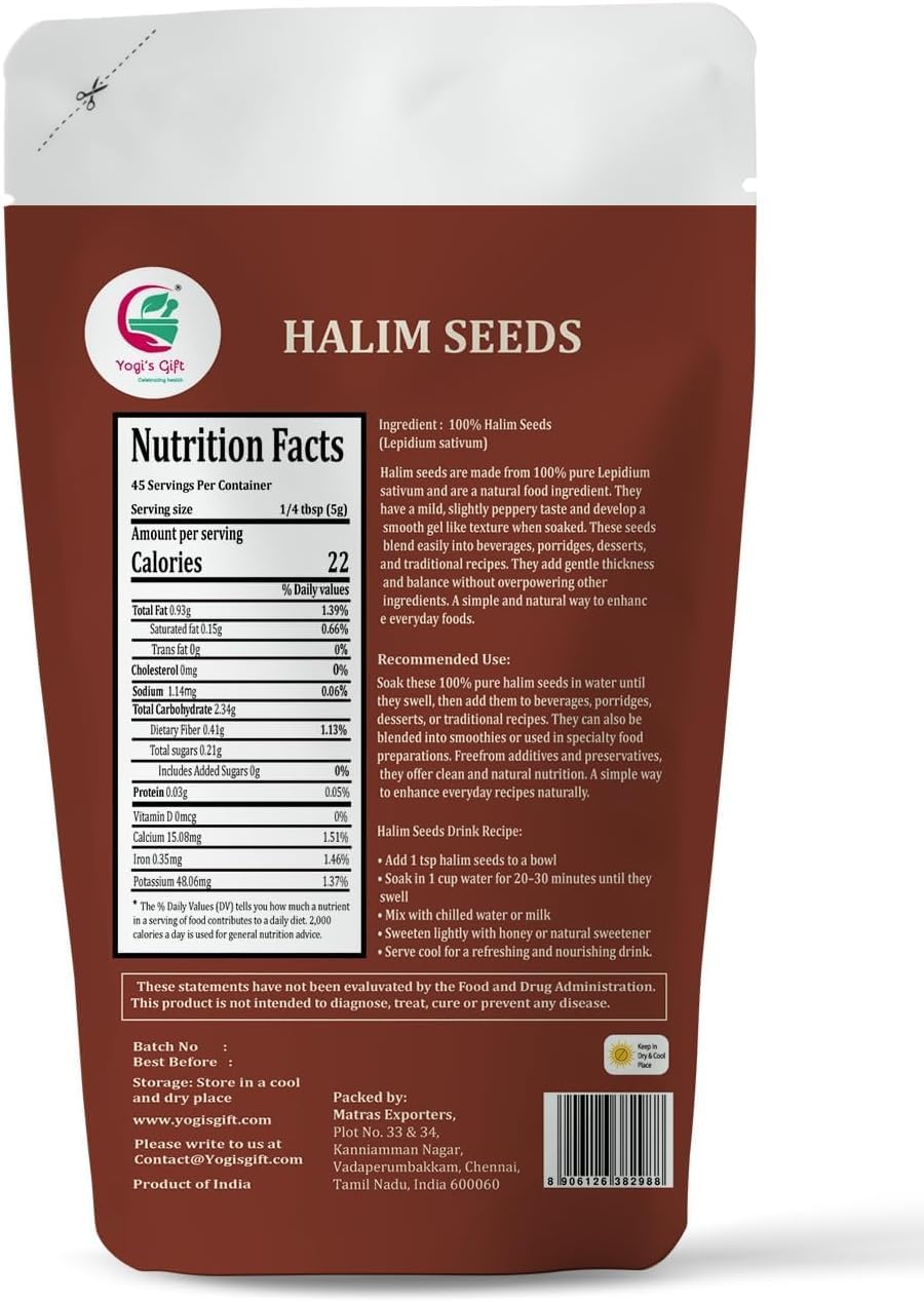 YOGI’S GIFT Halim Seeds 8 oz packaging details