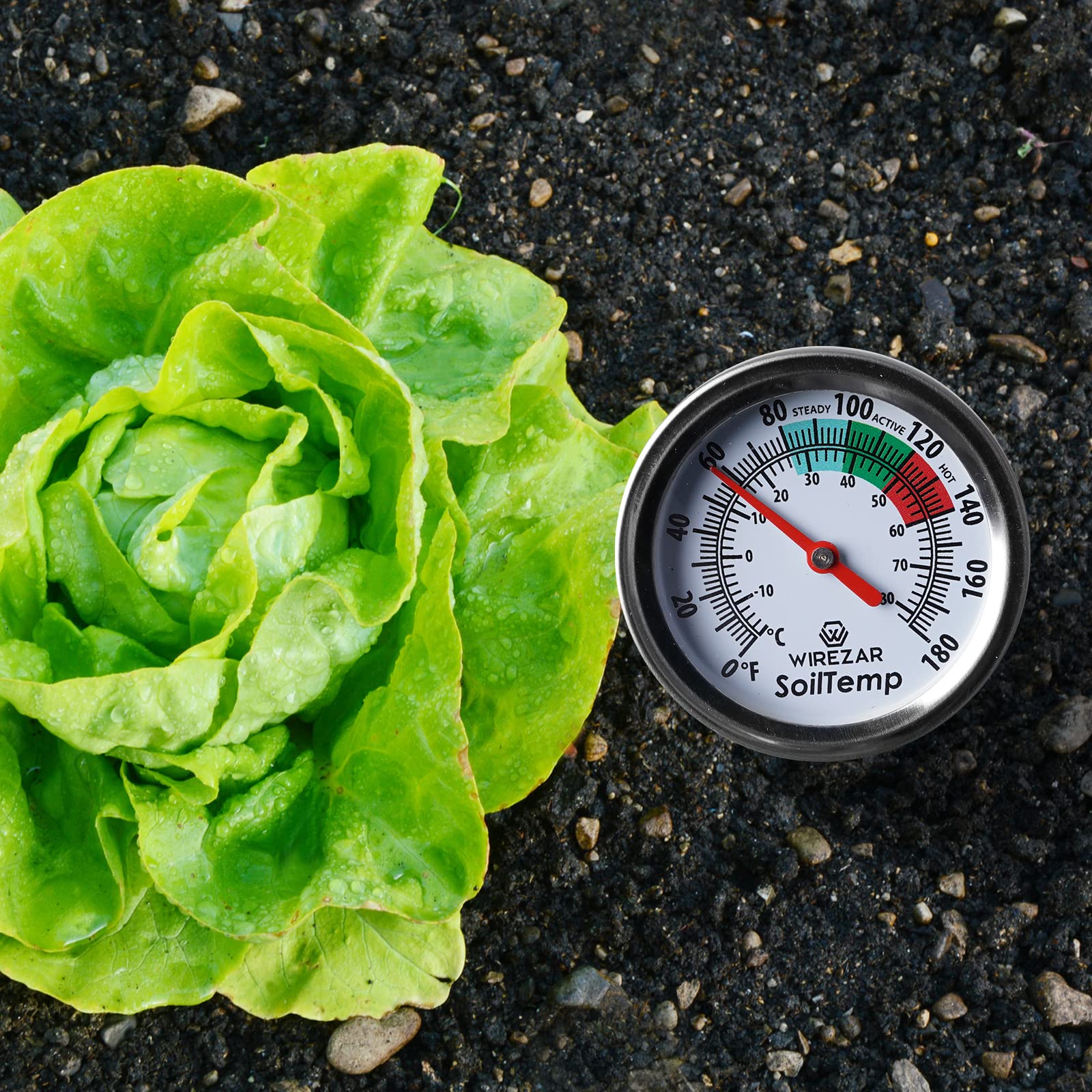 Yogyro compost thermometer showing temperature gauge