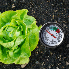 Yogyro compost thermometer showing temperature gauge