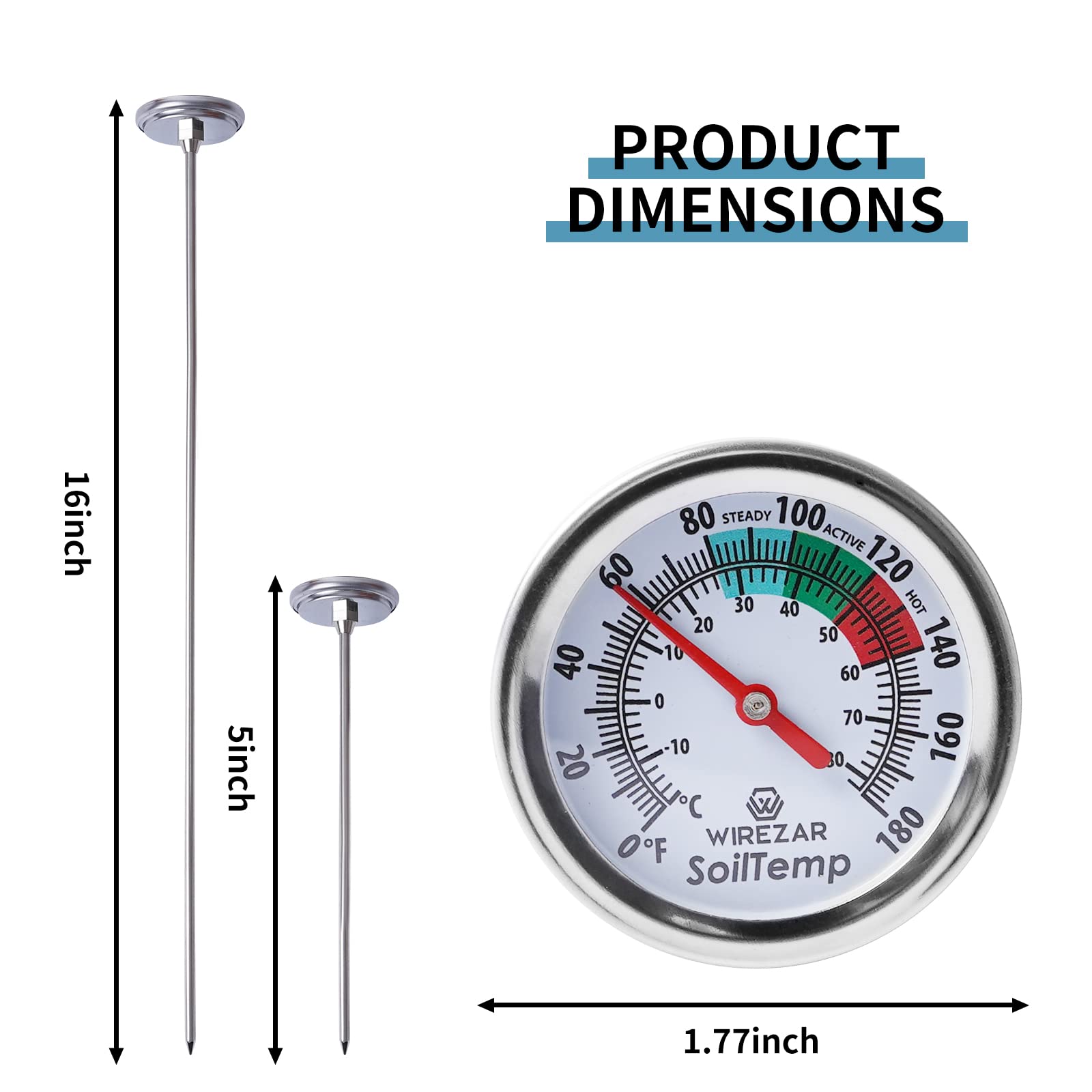 Yogyro compost thermometer with clear dial in outdoor conditions