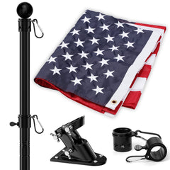 YOHSUGO Flag Pole Kit with 3x5 ft American Flag front view