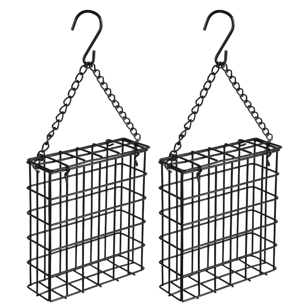 Yojanner 2Pcs Outdoor Suet Cage Bird Feeder, black, showing top view