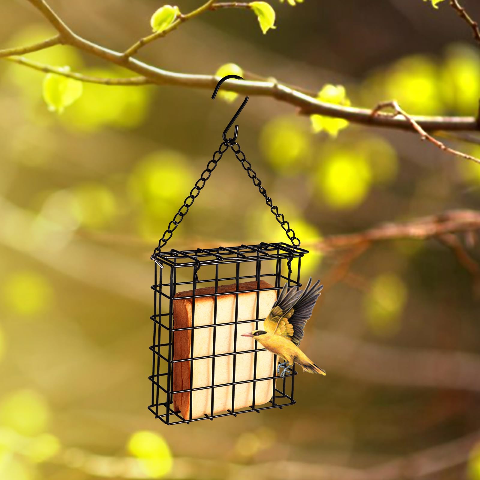 Yojanner outdoor suet cage bird feeder hanging on a tree