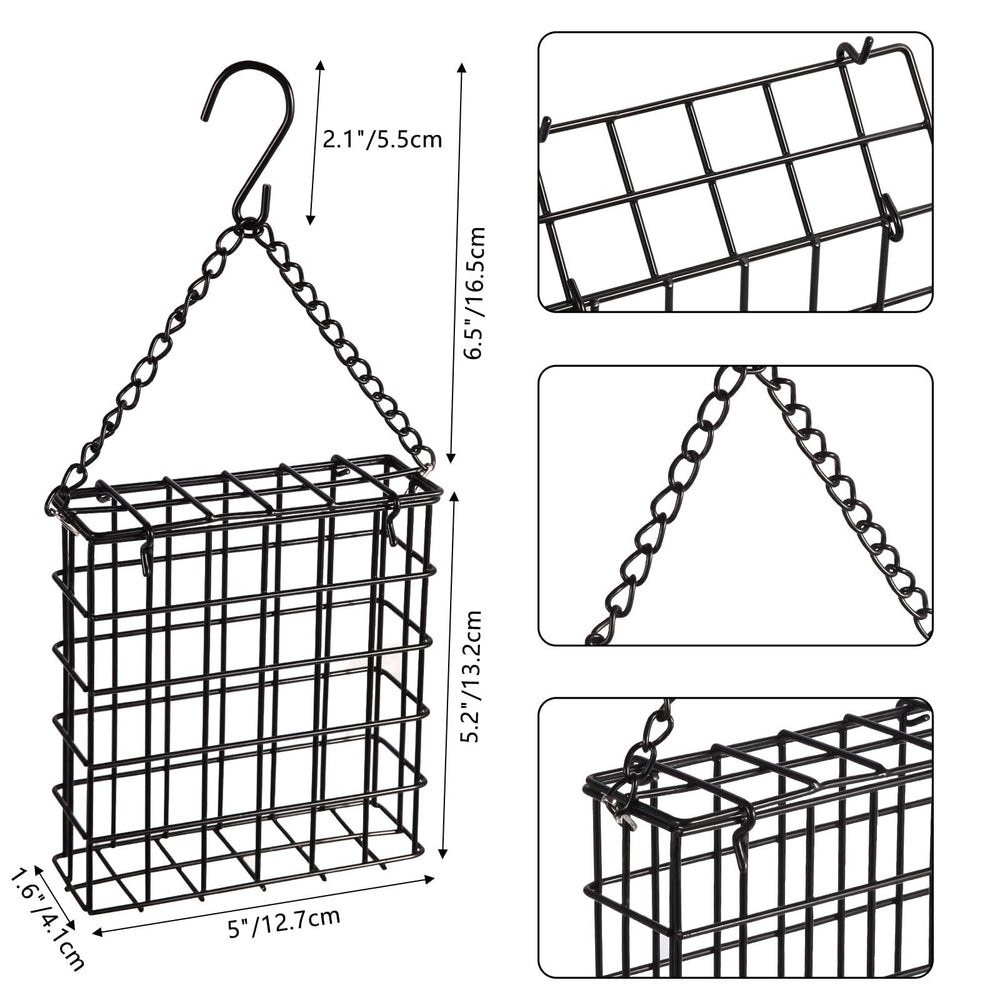 Yojanner suet cage feeder filled with suet cake, outdoors
