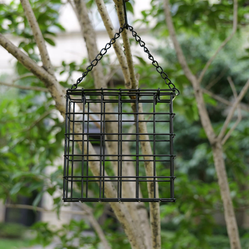 Yojanner suet cage feeder showing grid design for bird feeding