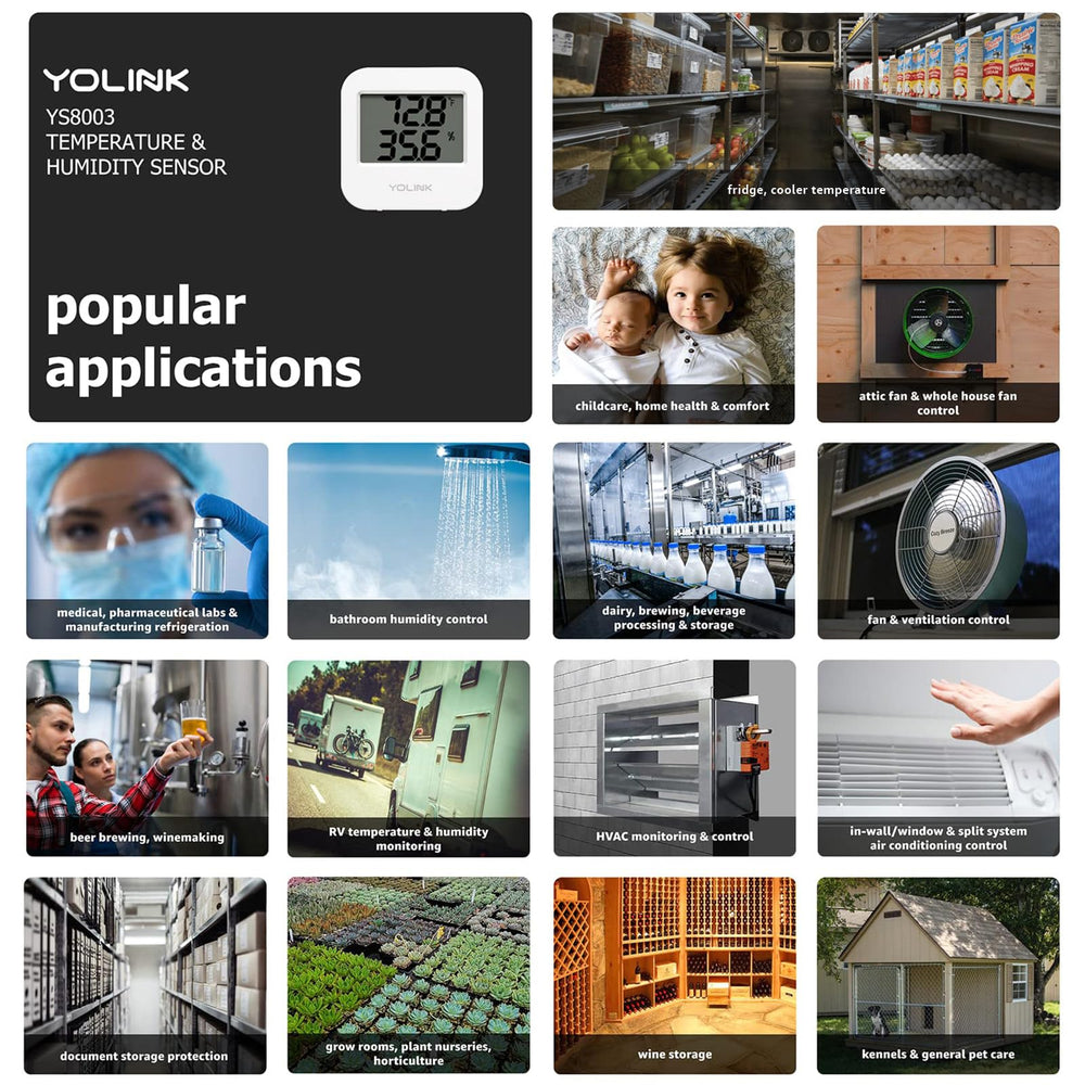 YoLink app interface showing temperature readings