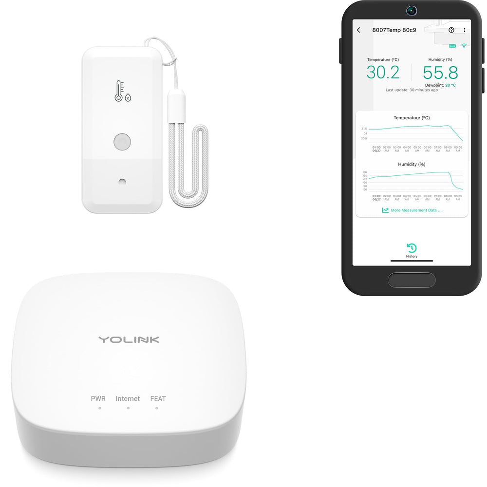 YoLink Freezer Thermometer Hygrometer Kit with Hub in white