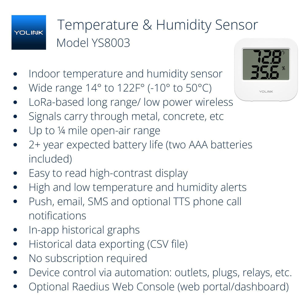 YoLink Indoor Temperature & Humidity Sensor back view
