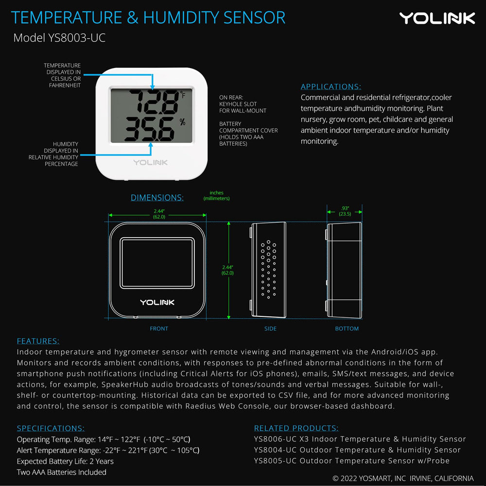 YoLink sensors placed in a fridge