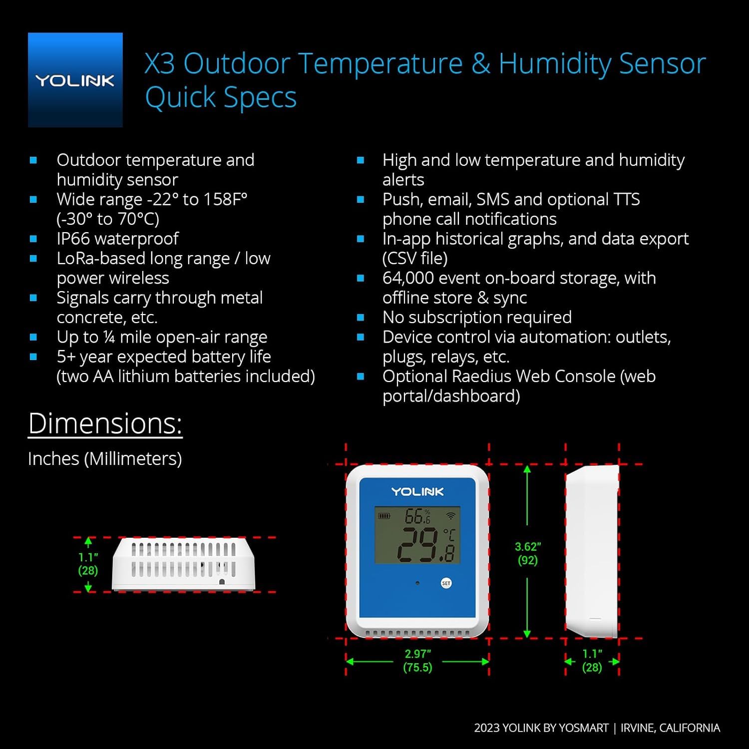 YoLink Temperature Humidity Data Logger X3 in packaging