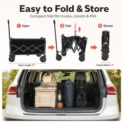 Yollber Collapsible Wagon Cart folded down for storage