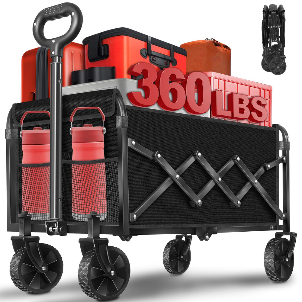 Yollber Collapsible Wagon Cart front view in black