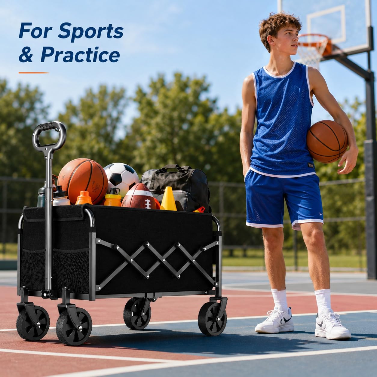 Yollber Collapsible Wagon Cart side view