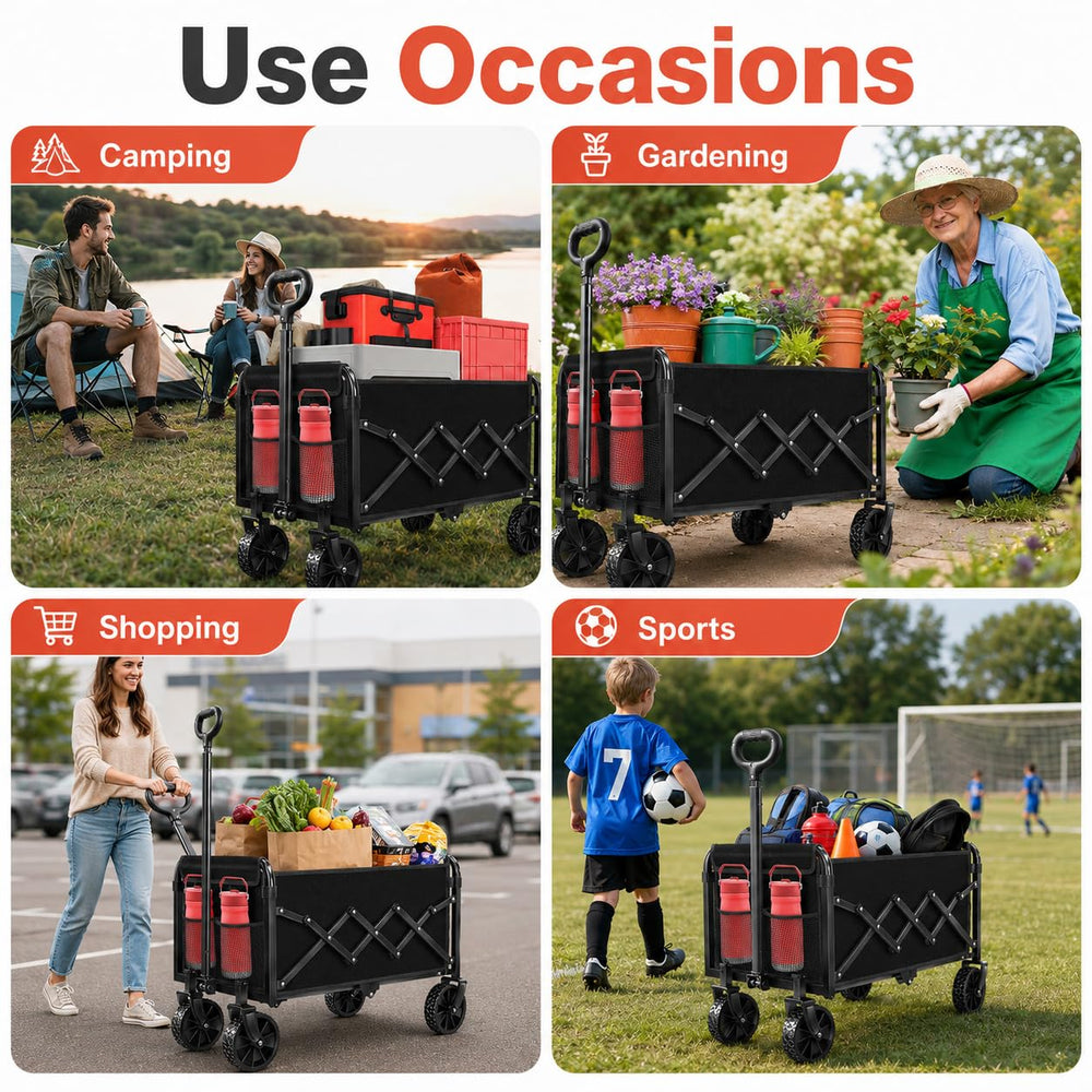 Yollber Collapsible Wagon Cart with wheels close-up
