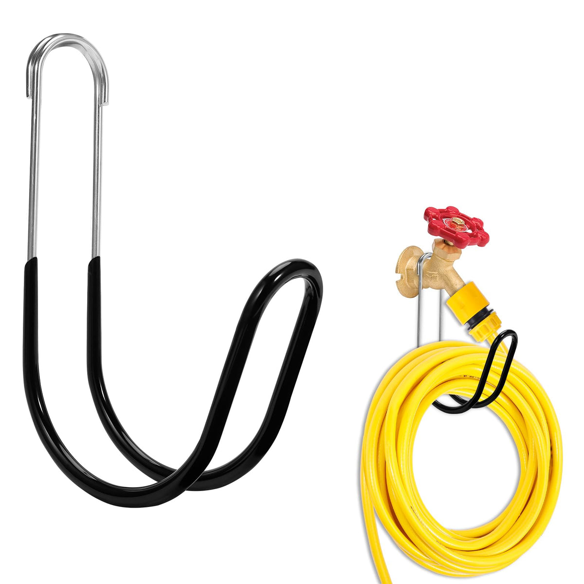 Yoniccal Garden Hose Holder side view in black paint