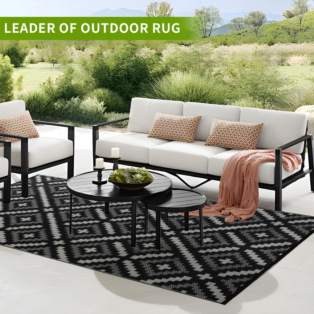 YONILE outdoor rug placed on patio area