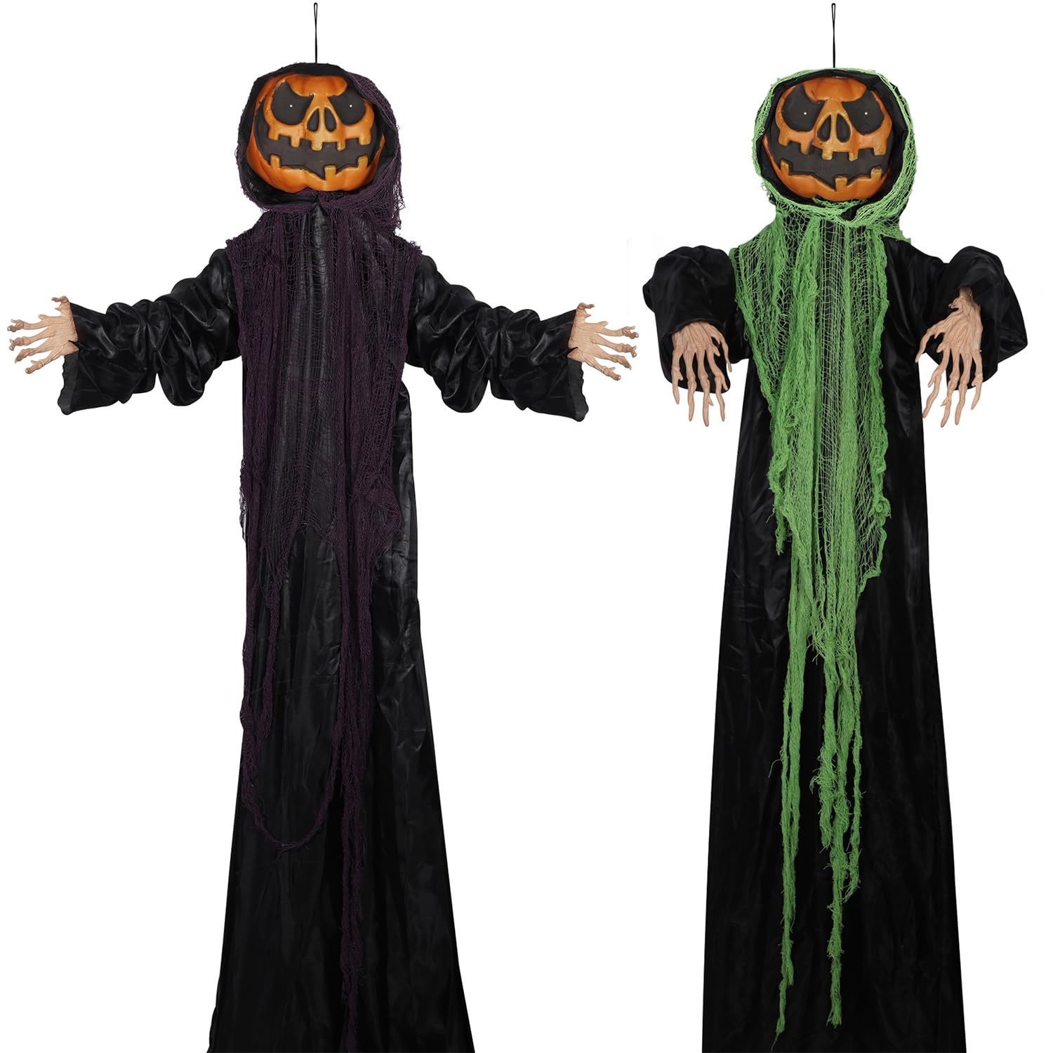 yosager hanging pumpkin men in a haunted house display