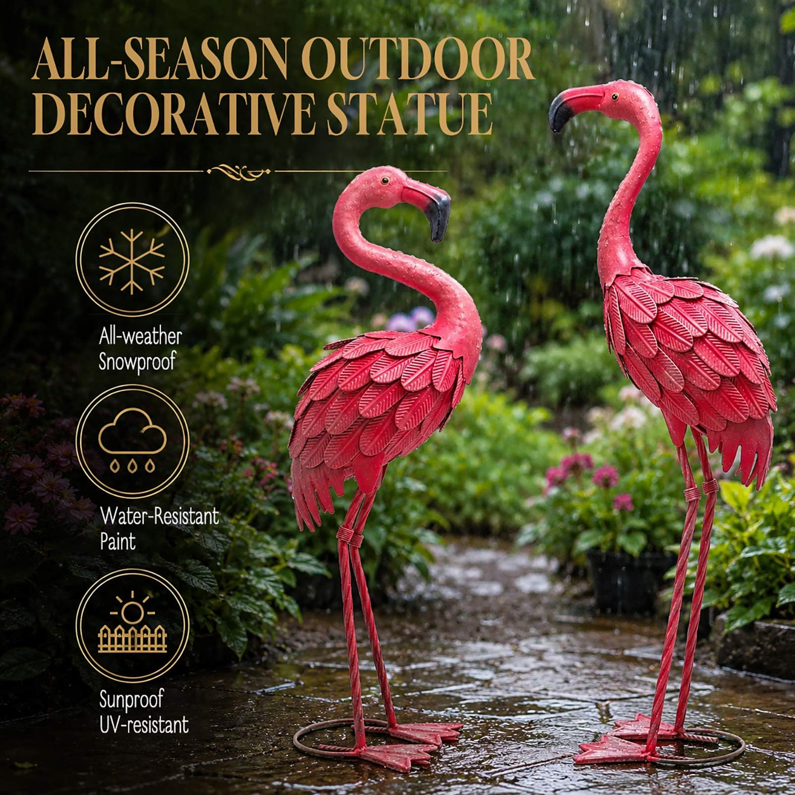 YOUKI Flamingo Garden Decoration in outdoor setting