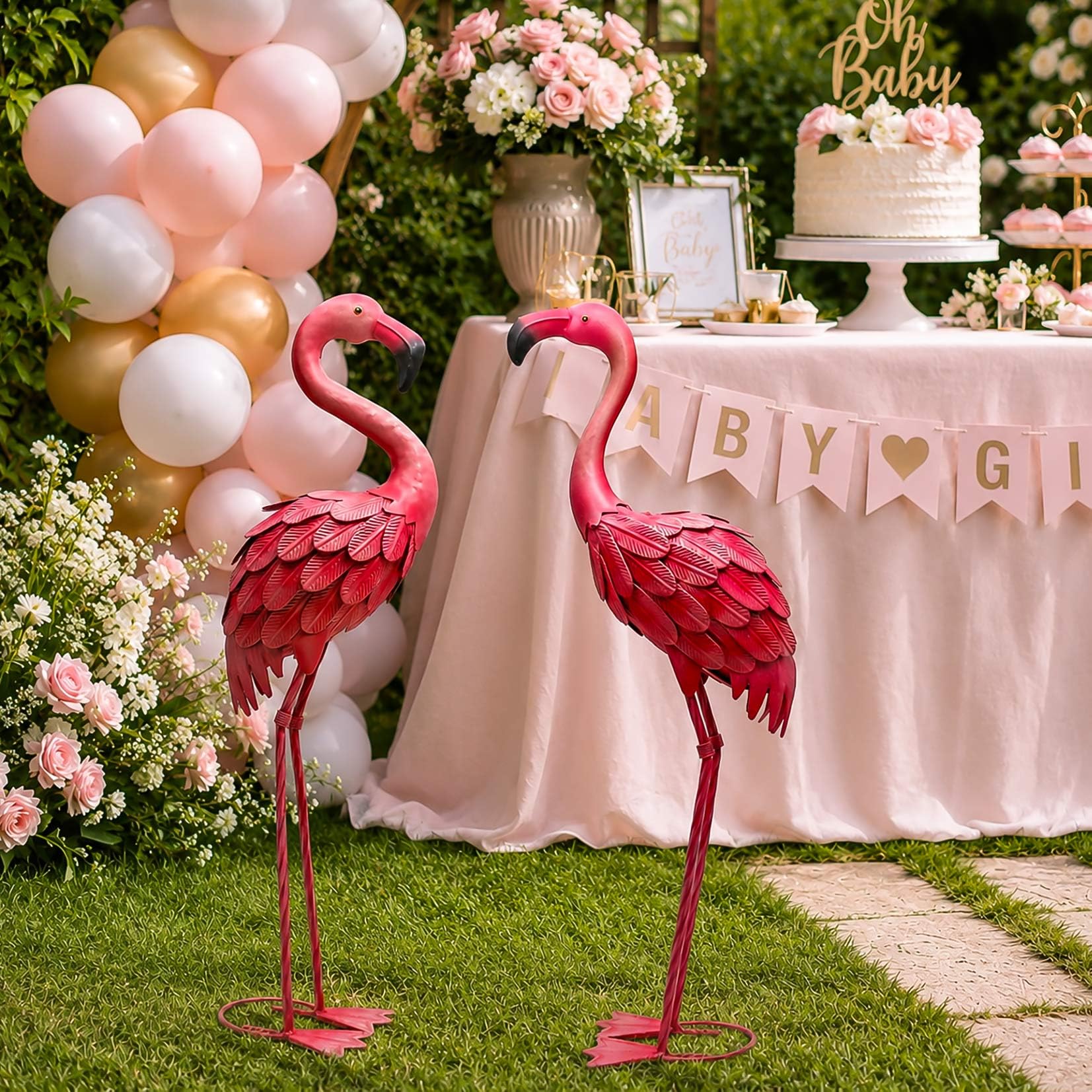 YOUKI Pink Flamingo Statue close-up detail