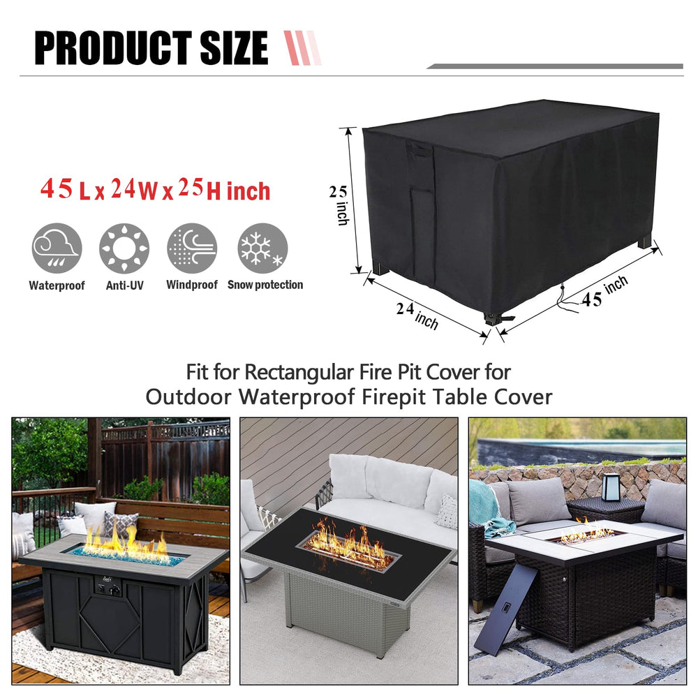 Youlvy cover on a rectangular fire pit outdoors