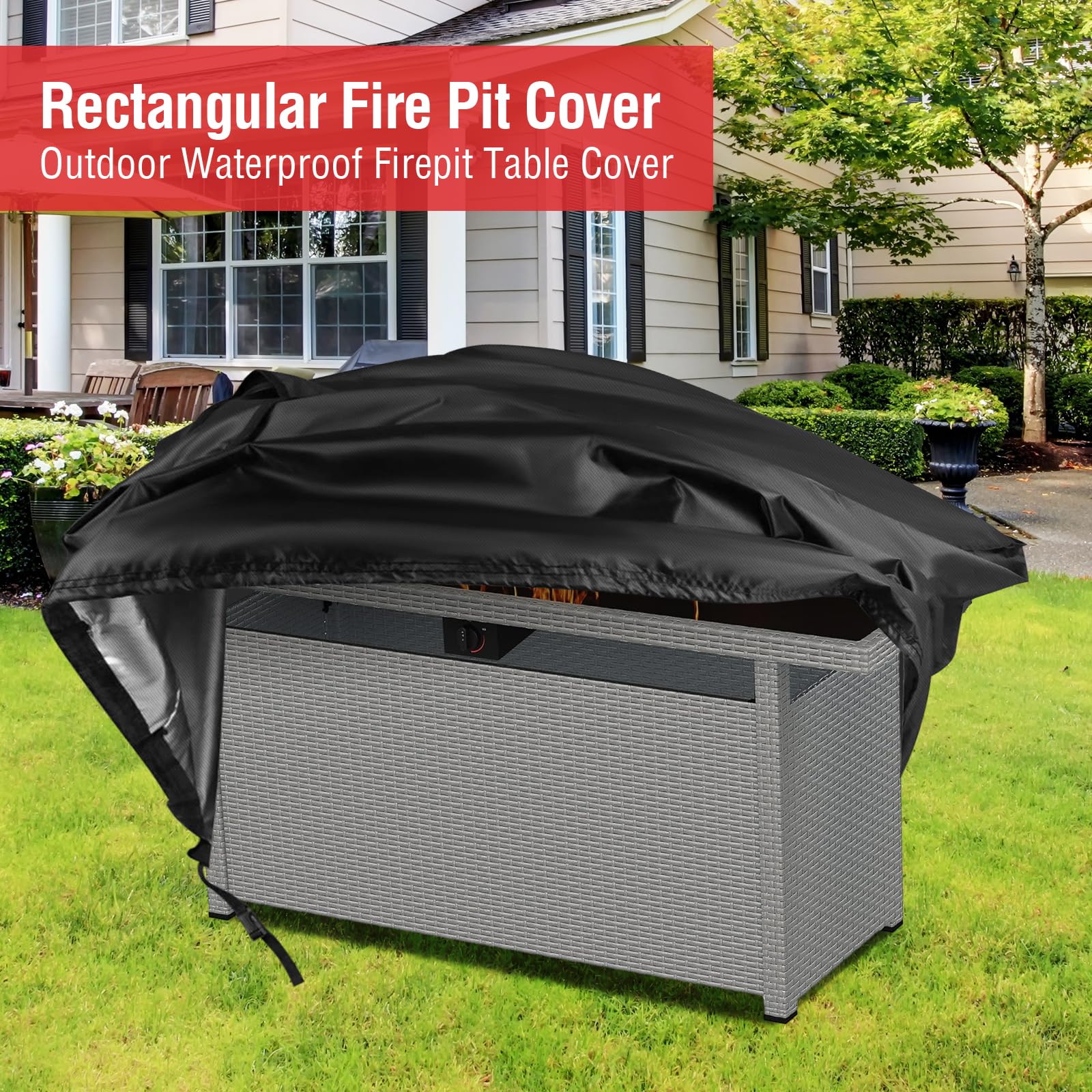 Youlvy fire pit cover featuring drawstring and nylon locks