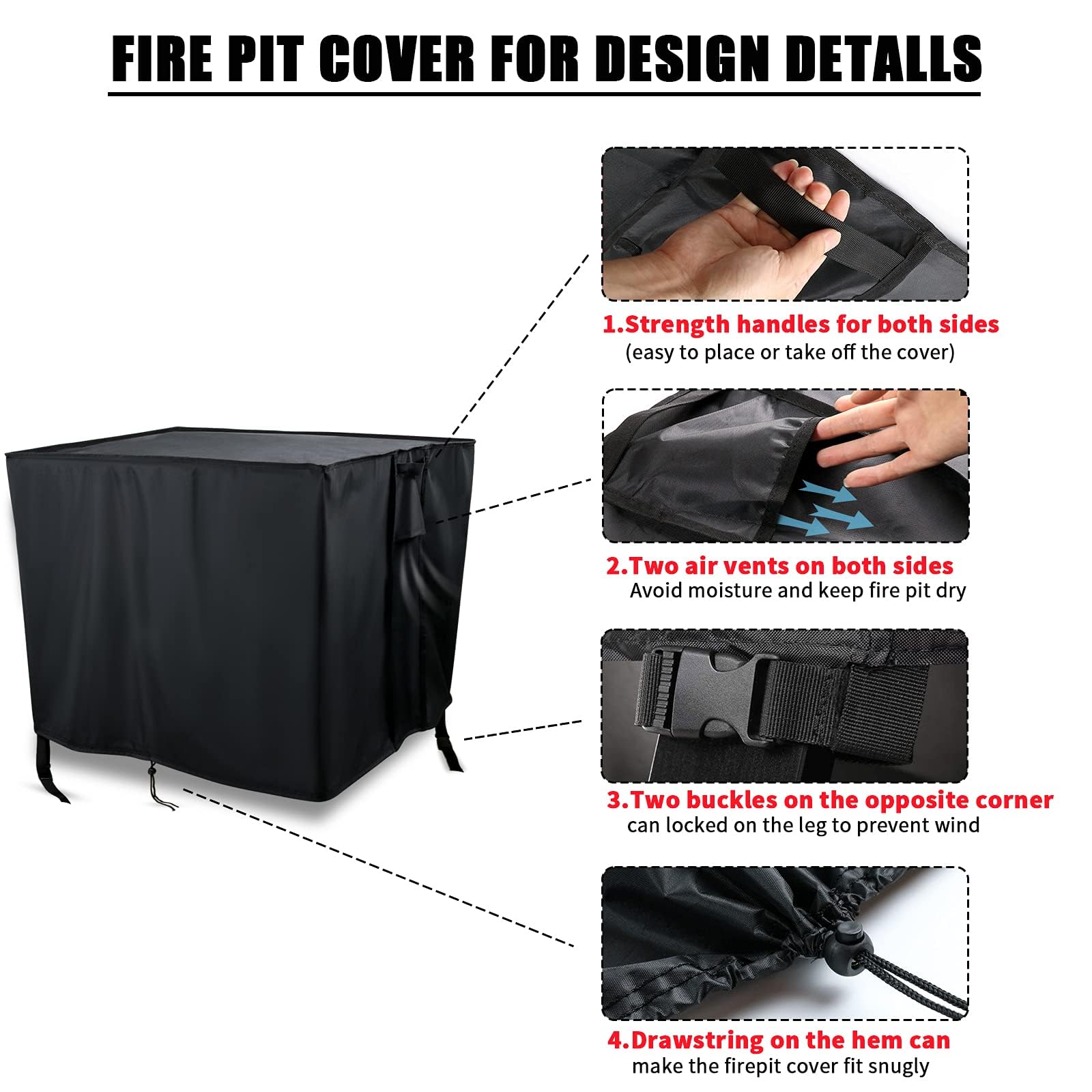 Youlvy fire pit cover with handles for easy installation