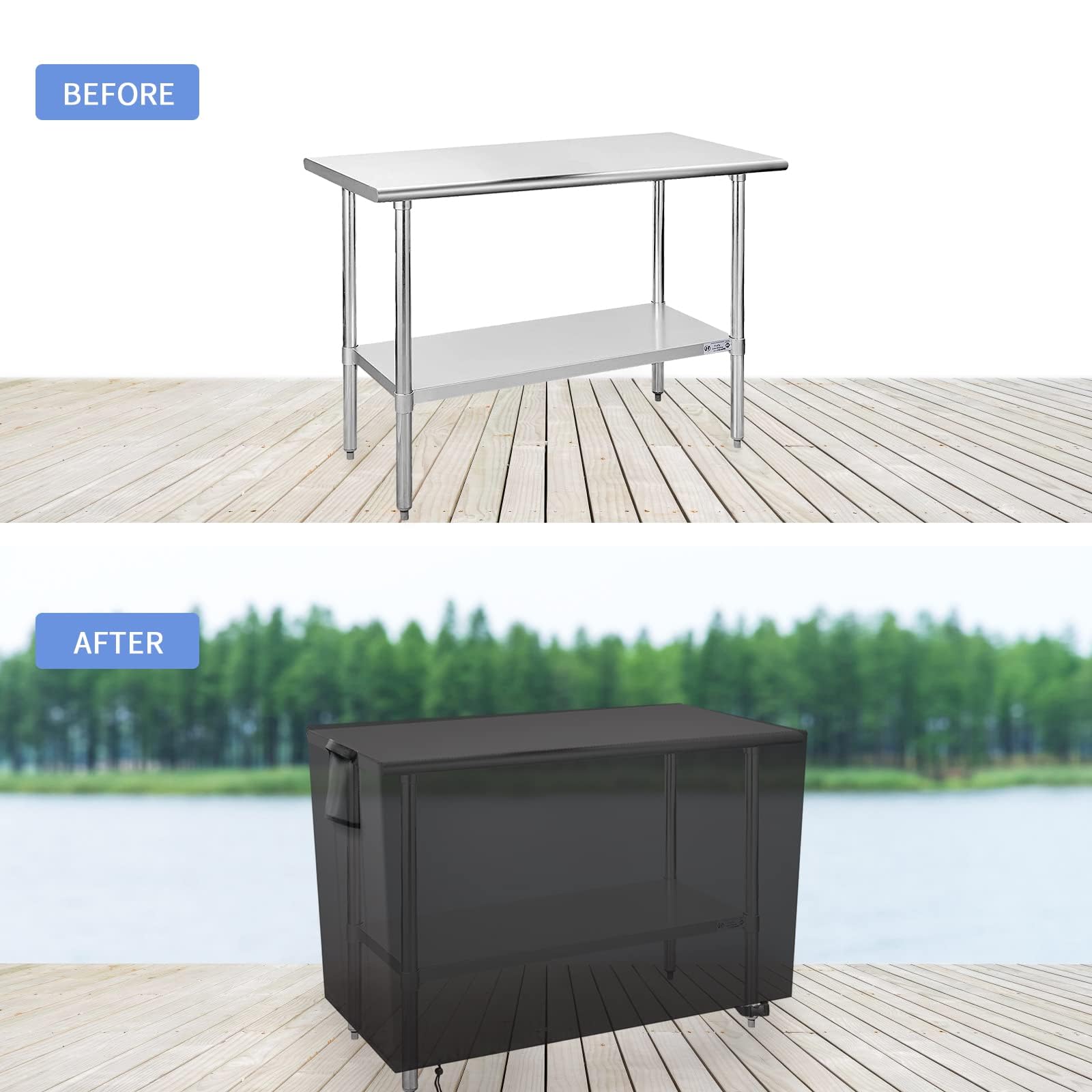 Youlvy Outdoor Prep Table Cover laid flat showing dimensions