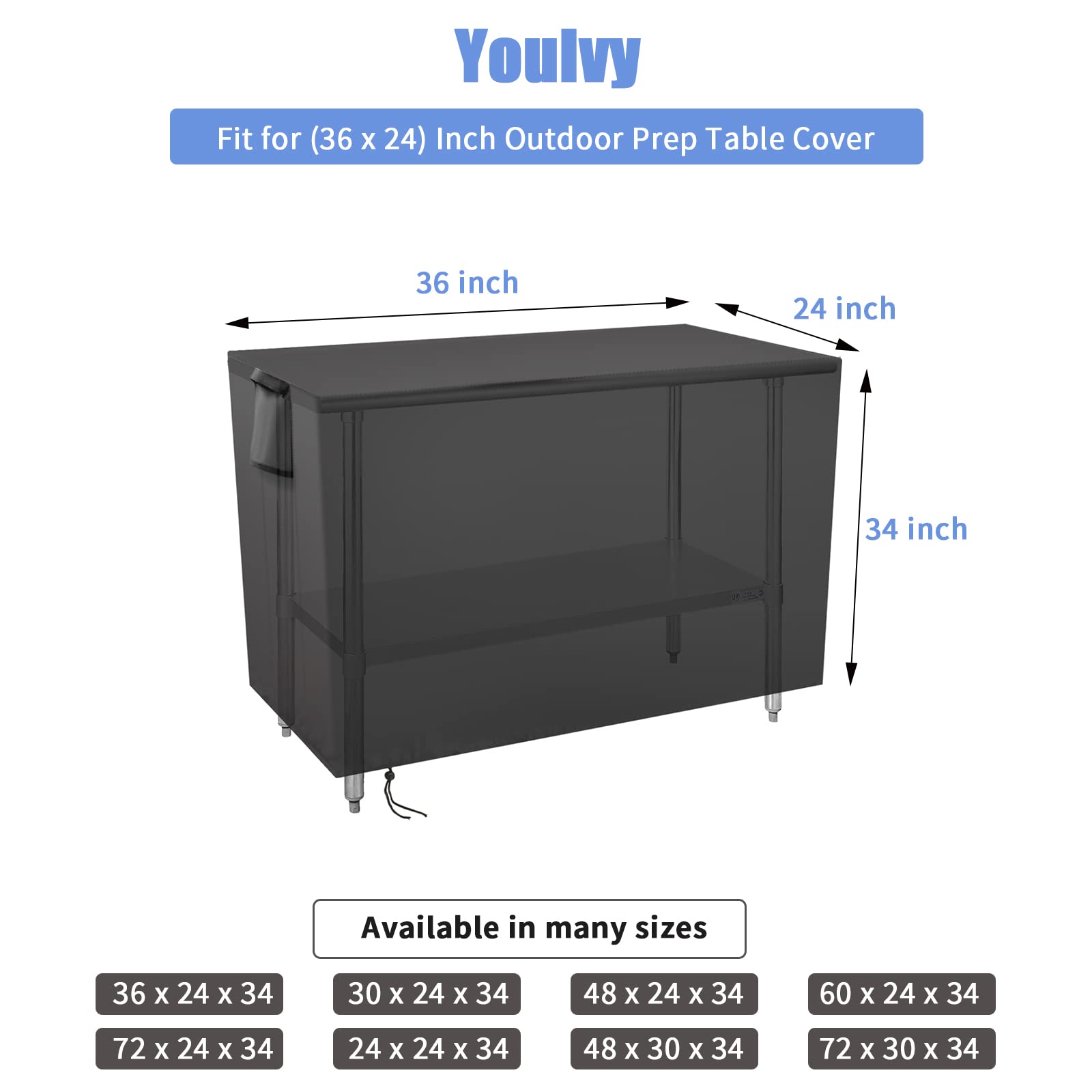 Youlvy Outdoor Prep Table Cover showing air vents